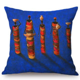 Blue Africa Abstract Oil Painting + Sofa Decorative Pillow Cover AlansiHouse N133-10 45x45cm No Filling 