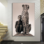 Boy and A Cheetah Canvas Painting AlansiHouse 