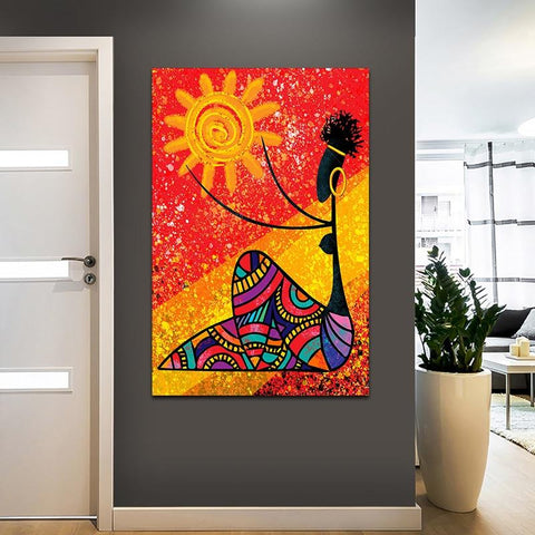 Bright Abstract African Canvas Painting AlansiHouse 