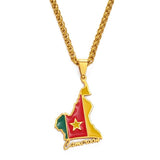 Cameroon Country Flag Pendant AlansiHouse Gold Color 60cm 