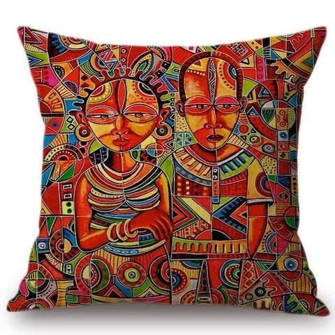 Colorful Abstract Africa Painting + Home Decorative Sofa Throw Pillow Case AlansiHouse 45x45cm No filling T81-1 