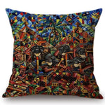 Colorful Abstract Africa Painting + Home Decorative Sofa Throw Pillow Case AlansiHouse 45x45cm No filling T81-6 
