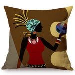 Colorful Fashion African Girl Cushion Covers AlansiHouse 45x45cm D 