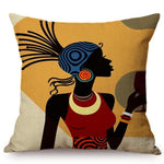 Colorful Fashion African Girl Cushion Covers AlansiHouse 45x45cm E 