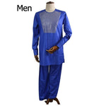 Couples Traditional African Clothing Sets AlansiHouse men blue XL 