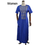 Couples Traditional African Clothing Sets AlansiHouse women blue XXXL 