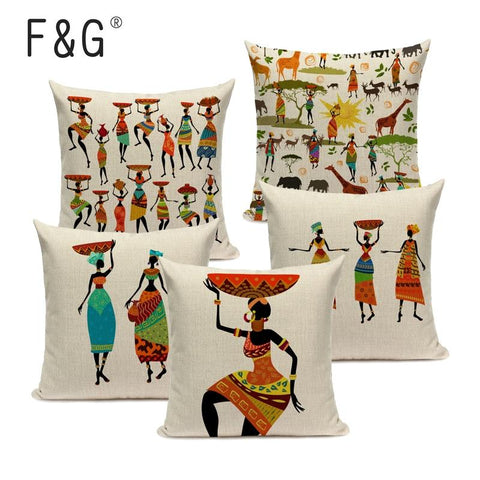 Dancing Lady Africa Geometric Pillow Covers AlansiHouse 
