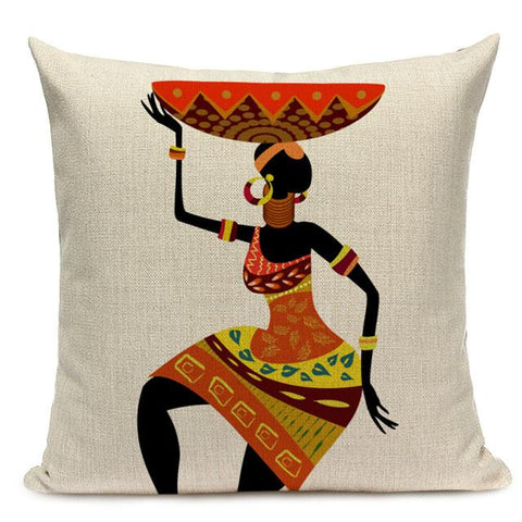 Dancing Lady Africa Geometric Pillow Covers AlansiHouse 450mm*450mm 1 