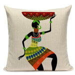 Dancing Lady Africa Geometric Pillow Covers AlansiHouse 450mm*450mm 2 