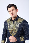 Dashiki Golden Printed Dress Shirt AlansiHouse Black M 