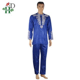 Dashiki Mens Top Pant Set AlansiHouse Blue L United States