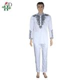 Dashiki Mens Top Pant Set AlansiHouse White L United States