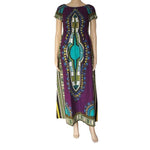 Dashikiage 100% Cotton Vintage Dashiki Long Dress with Petal Sleeve AlansiHouse d pruple One Size 