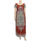 Dashikiage 100% Cotton Vintage Dashiki Long Dress with Petal Sleeve AlansiHouse Kred One Size 