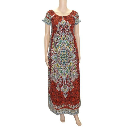 Dashikiage 100% Cotton Vintage Dashiki Long Dress with Petal Sleeve AlansiHouse Kred One Size 