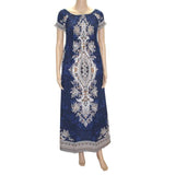 Dashikiage 100% Cotton Vintage Dashiki Long Dress with Petal Sleeve AlansiHouse xkongblue One Size 