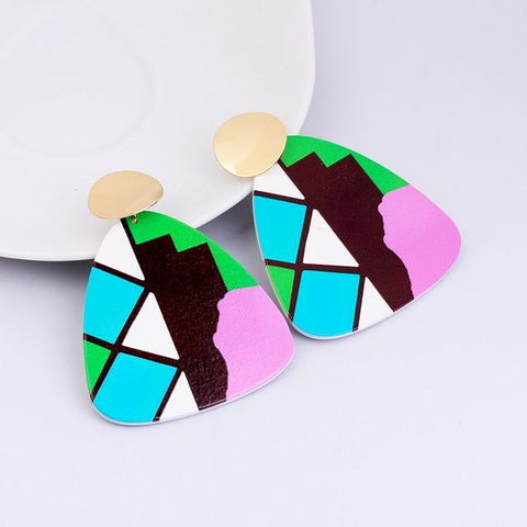 Ethnic Colorful Wooden Earrings AlansiHouse A6 