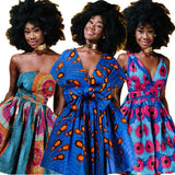 Floral Print African Dresses + Evening Party Pleated Noble Dashiki AlansiHouse 