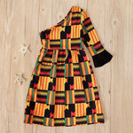Girls African Kente Off-Shoulder Dress AlansiHouse 