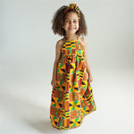Girl's African Kente Off-Shoulder Dress + Headband AlansiHouse 