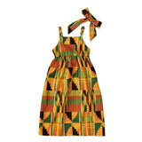 Girl's African Kente Off-Shoulder Dress + Headband AlansiHouse Dress and Headband 120 