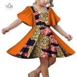 Girls Short Sleeve Dress with African Print Design AlansiHouse 11 XS 