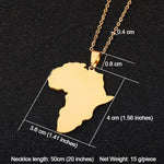 Gold African Map Pendant + Necklace AlansiHouse Gold-A China 50cm