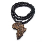 Handmade Natural Wood Africa Map Necklace AlansiHouse 