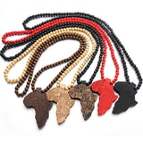 Handmade Natural Wood Africa Map Necklace AlansiHouse 