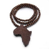 Handmade Natural Wood Africa Map Necklace AlansiHouse coffee China 