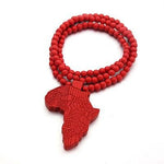 Handmade Natural Wood Africa Map Necklace AlansiHouse red China 