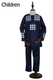 H&D African Men Boy Clothing Top + Pant Suits AlansiHouse kid dark blue M 