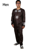 H&D African Men Boy Clothing Top + Pant Suits AlansiHouse men brown M 
