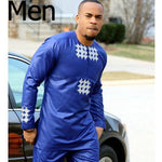 H&D African Men Boy Clothing Top + Pant Suits AlansiHouse men royal blue M 
