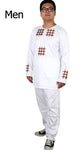 H&D African Men Boy Clothing Top + Pant Suits AlansiHouse men white M 