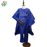 H&D No Cap African Children Dashiki Shirt Pant 3 Piece Set for Boys AlansiHouse Blue M United States