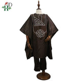 H&D No Cap African Children Dashiki Shirt Pant 3 Piece Set for Boys AlansiHouse Brown 4XL United States