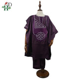 H&D No Cap African Children Dashiki Shirt Pant 3 Piece Set for Boys AlansiHouse Purple M United States