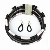 Liffly Brand Necklace Earrings Multi-layer Woven Jewelry Choker Necklace AlansiHouse black set 40cm 