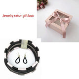 Liffly Brand Necklace Earrings Multi-layer Woven Jewelry Choker Necklace AlansiHouse black set and box 40cm 