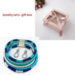 Liffly Brand Necklace Earrings Multi-layer Woven Jewelry Choker Necklace AlansiHouse sky blue set and box 40cm 