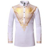 Men's African Dashiki Dress Shirts AlansiHouse white S 