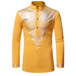 Men's African Dashiki Dress Shirts AlansiHouse yellow S 