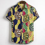 Men's African Dashiki Loose Short Sleeve Dress Shirts AlansiHouse CS202 XL 