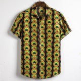 Men's African Dashiki Loose Short Sleeve Dress Shirts AlansiHouse CS209 XL 