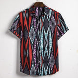 Men's African Dashiki Loose Short Sleeve Dress Shirts AlansiHouse CS216 XXL 