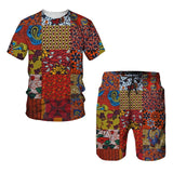 Men's African Dashiki Print T-Shirt and Shorts Set III AlansiHouse 