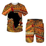 Men's African Dashiki Print T-Shirt and Shorts Set III AlansiHouse 
