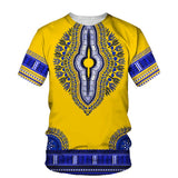 Men's African Dashiki Print T-Shirt & Shorts Set AlansiHouse Tee-C M China