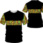 Men's African Dashiki Print T-Shirt & Shorts Set AlansiHouse Tees-Black 6XL 